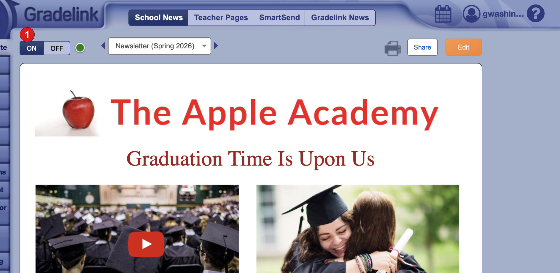 ON/OFF toggle for School News