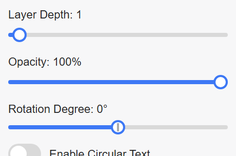 The Layer Depth, Opacity and Rotation sliders