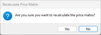 Recalculation confirmation message