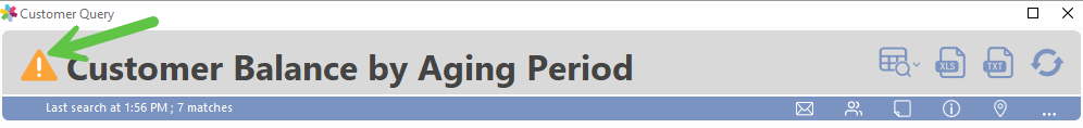 Yellow symbol indicating the search criteria has changed from the last saved view