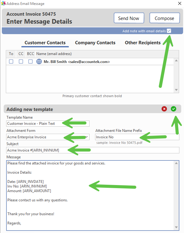 Email template fields on the Address Email Message window