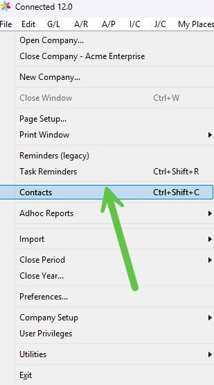 Contacts tab in the Connected Desktop