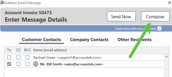 Compose option in Outlook