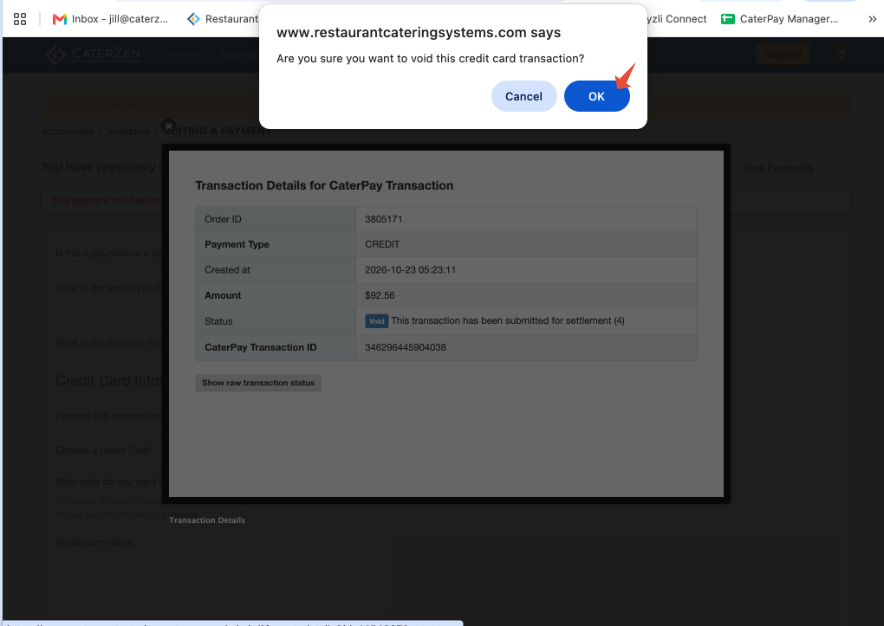 Confirmation message with OK and Cancel buttons