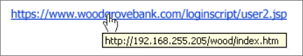 An example of a suspicious link where the destination URL does not match the one that is displayed.