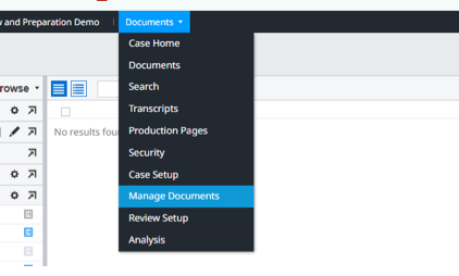 Manage Documents option
