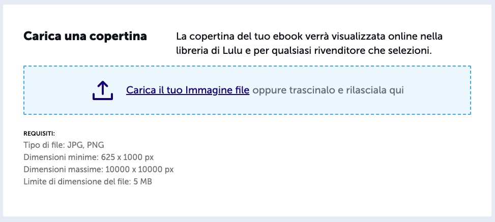 Screenshot della casella Carica una copertina