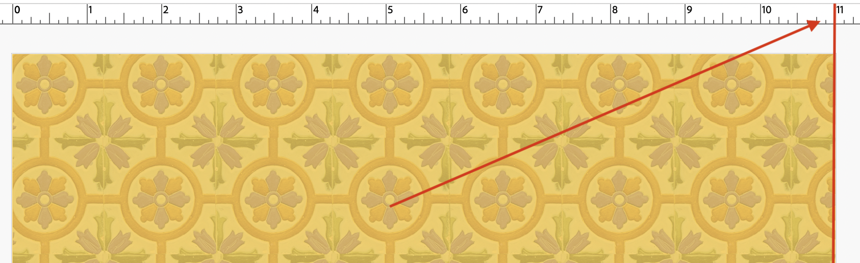 Gros plan d'une mise en page de document où le motif d'arrière-plan s'arrête au bord de rognage, illustrant une erreur de configuration « sans fond perdu ».