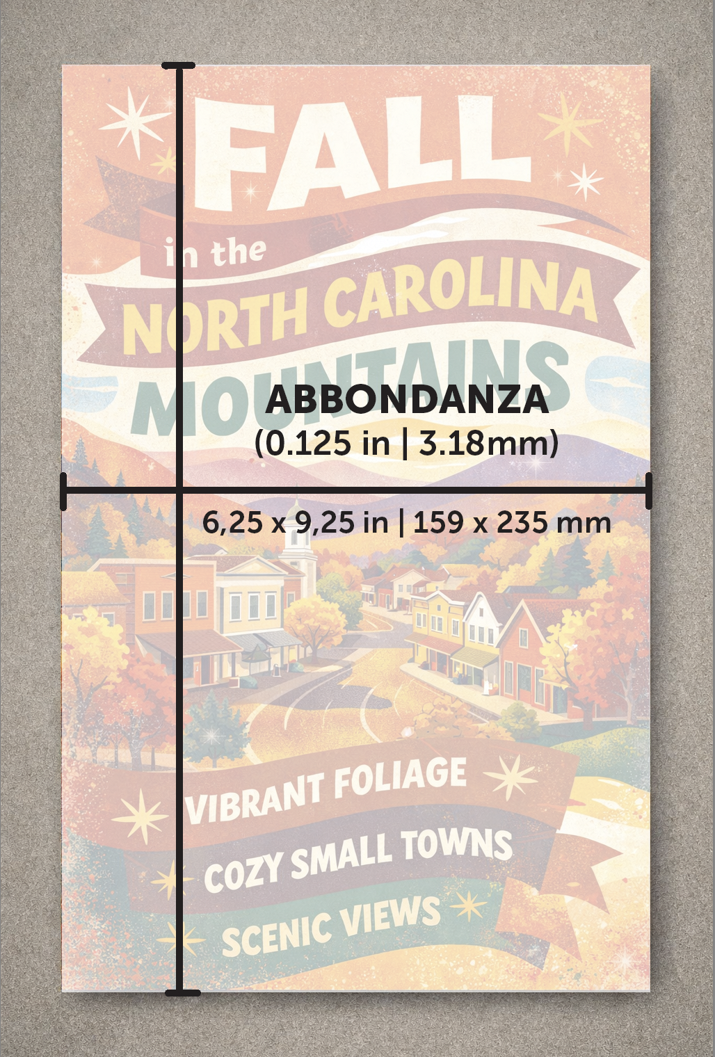 Un design per copertina di libro pronto per la stampa, di dimensioni 6,25 x 9,25 pollici, con grafica a fondo pieno. Una sovrapposizione testuale indica un'area di rifilo (bleed) di 0,125 pollici, necessaria per il formato finale di taglio di 6 x 9 pollici.