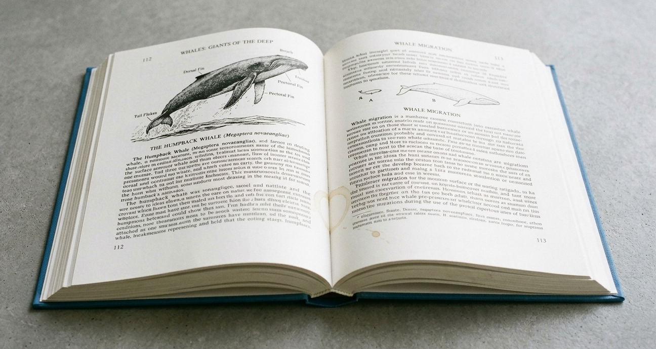 Image montrant les pages d'un livre ouvert avec des tâches