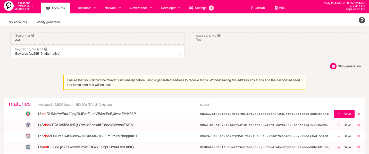 DOT vanity addresses and recognizable DOT icon avatars Polkadot