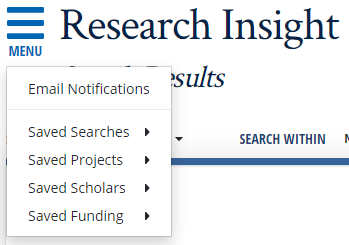 Image of Research Insight Menu.