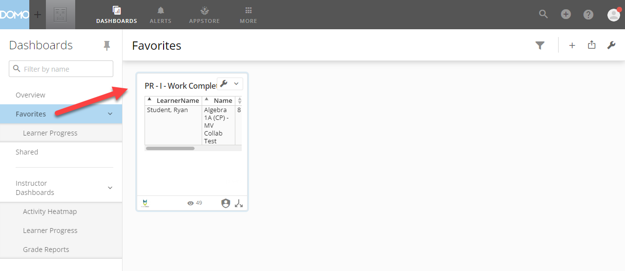 The Favorites page is shown with an arrow pointing to the card added to Favorites.