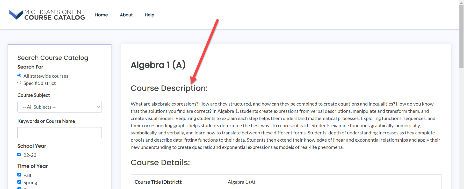 View Course Details | Michigan Virtual Support