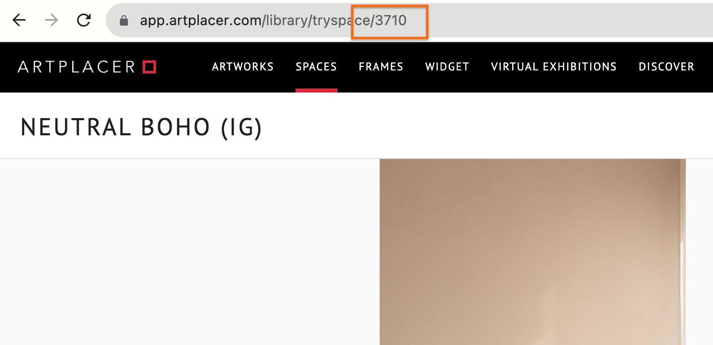 A room mockup page, highlighting the ID in the URL.