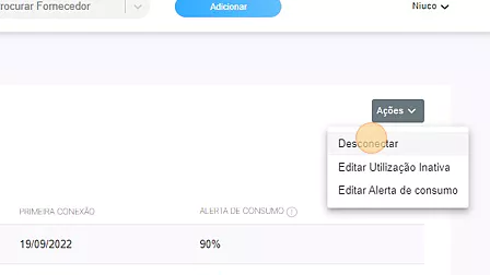 Captura de tela de: Agora clique em "Desconectar"
