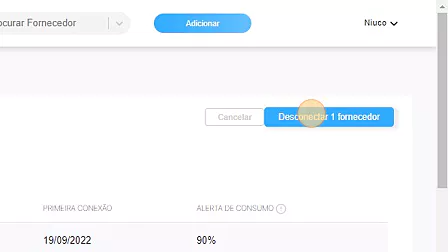 Captura de tela de: Clique em "Desconectar fornecedor"