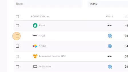 Captura de tela de: Selecione a caixa de seleção do fornecedor que deseja realizar a remoção.