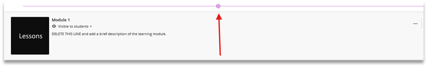Screenshot showing how to add Blackboard content