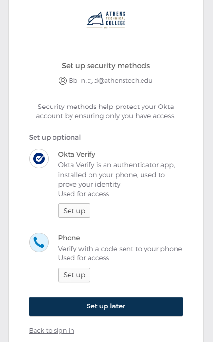 A screenshot showing the two-factor authentication screen.