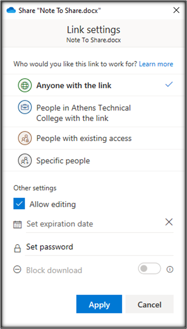 A screenshot showing file settings to allow editing.
