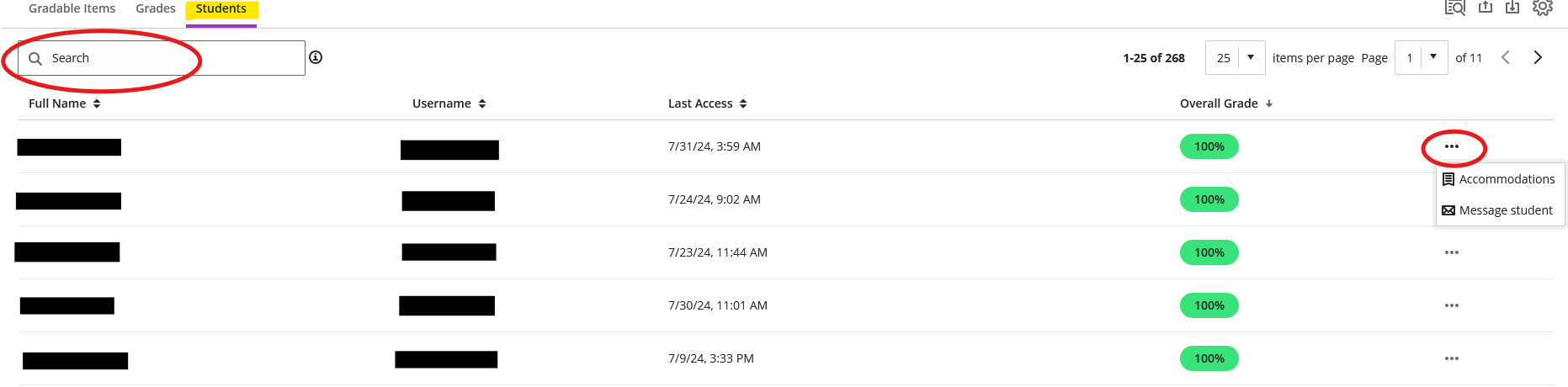 Screenshot showing the Student view from the Blackboard Ultra Gradebook.