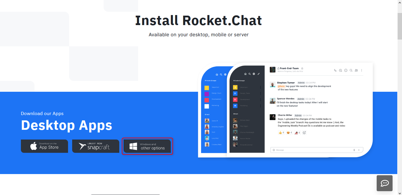 Rocket Chatアプリをインストール ログイン ディーネット サポートサイト