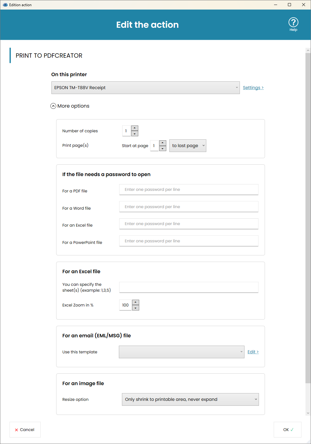 Settings to auto print documents