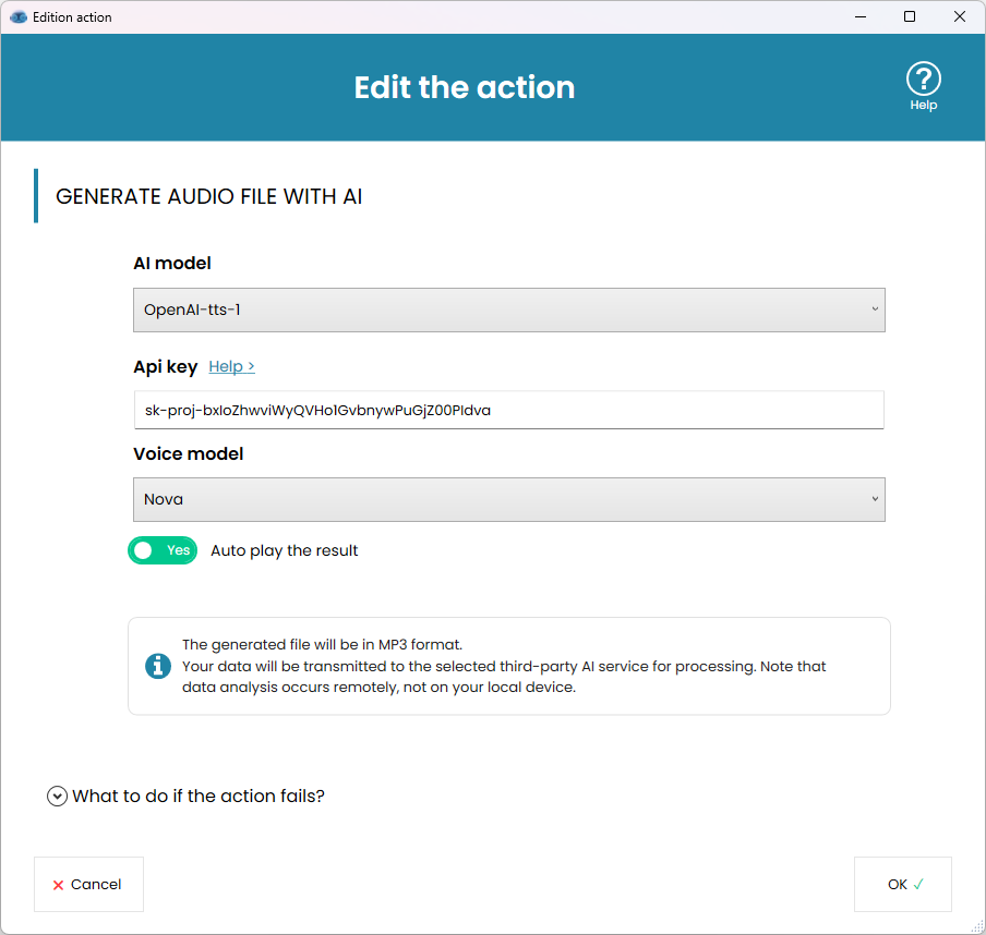 Settings to generate audio from any documents