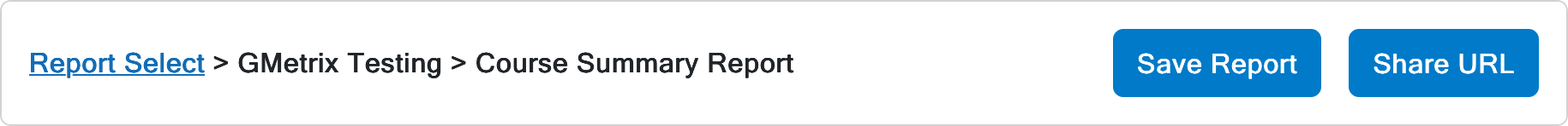 Screenshot of where to find the Save Report and Share URL buttons.