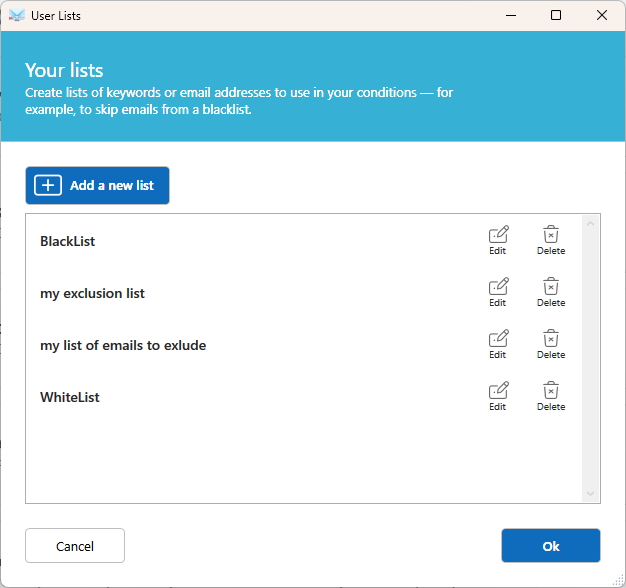 Create your own user list