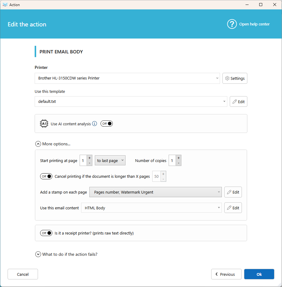 Print email automation
