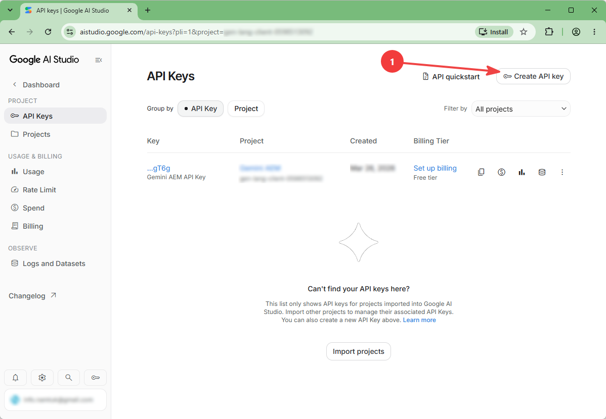 Gemini get your free api key