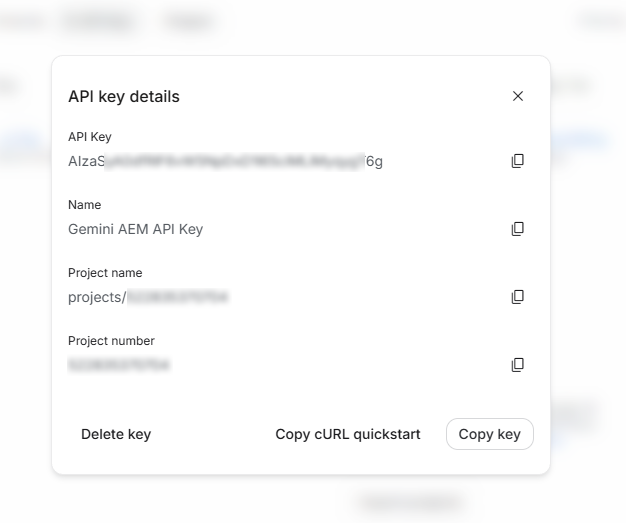 Gemini get API key