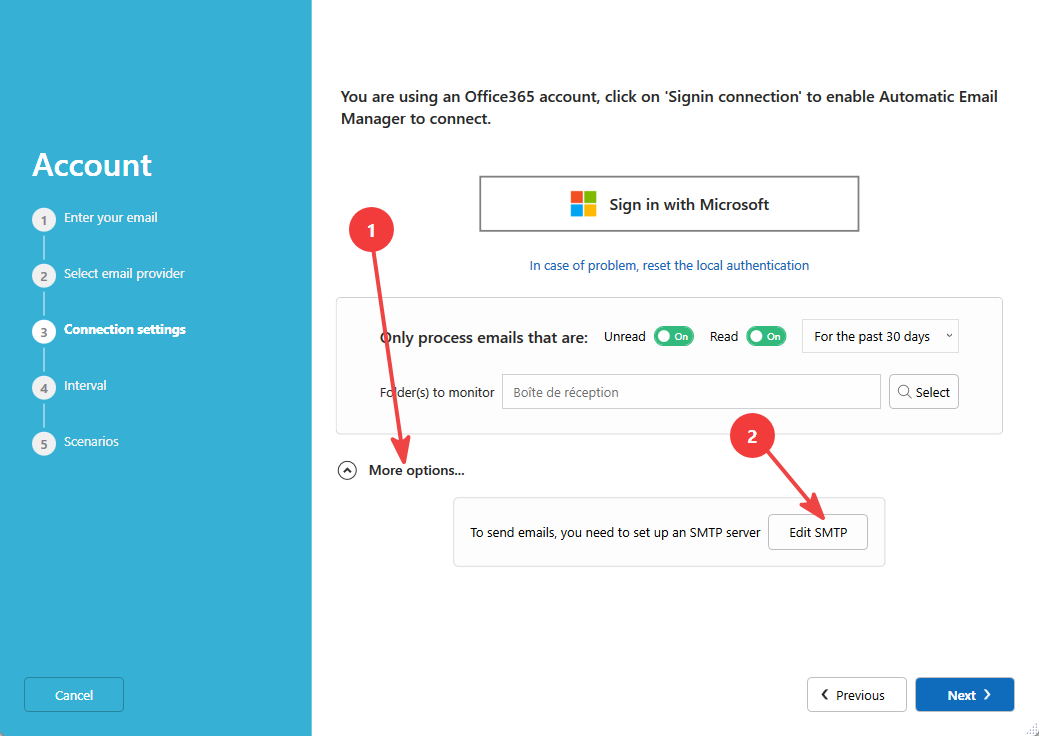 Set SMTP for a Microsoft 365 account