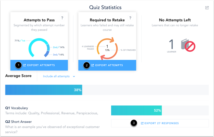 Export Quiz Statistic CSVs