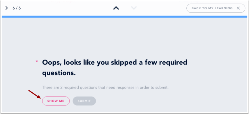 View Required Questions Message