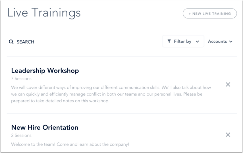 View Live Trainings