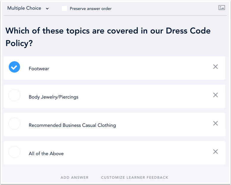 Multiple Choice Quiz