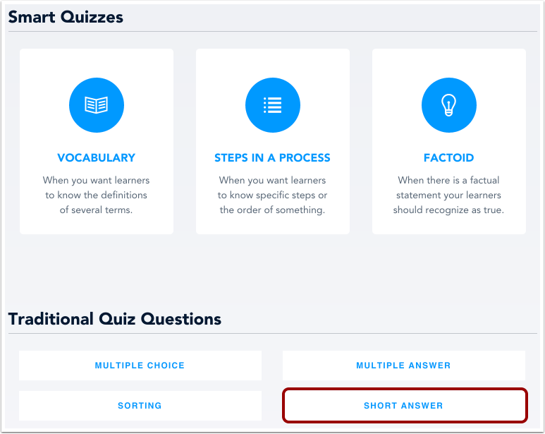 Select Short Answer Type