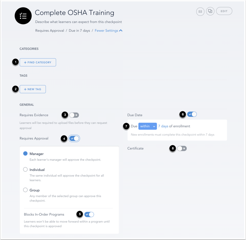 View Checkpoint Settings