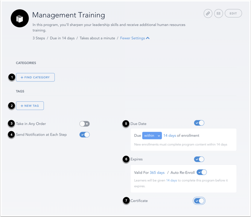 Edit Program Settings