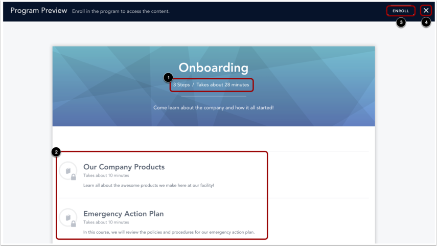 Program Preview Page