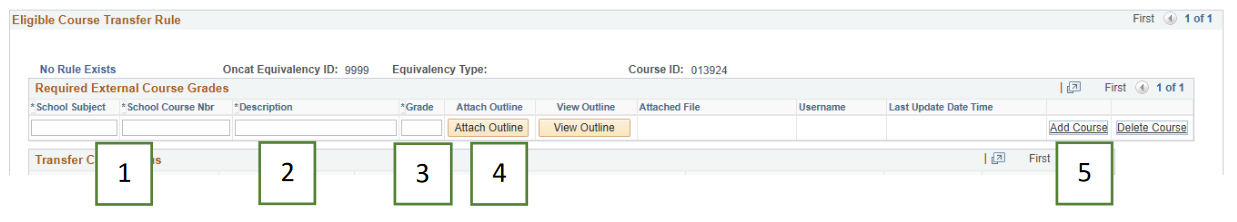 Previous course info screen