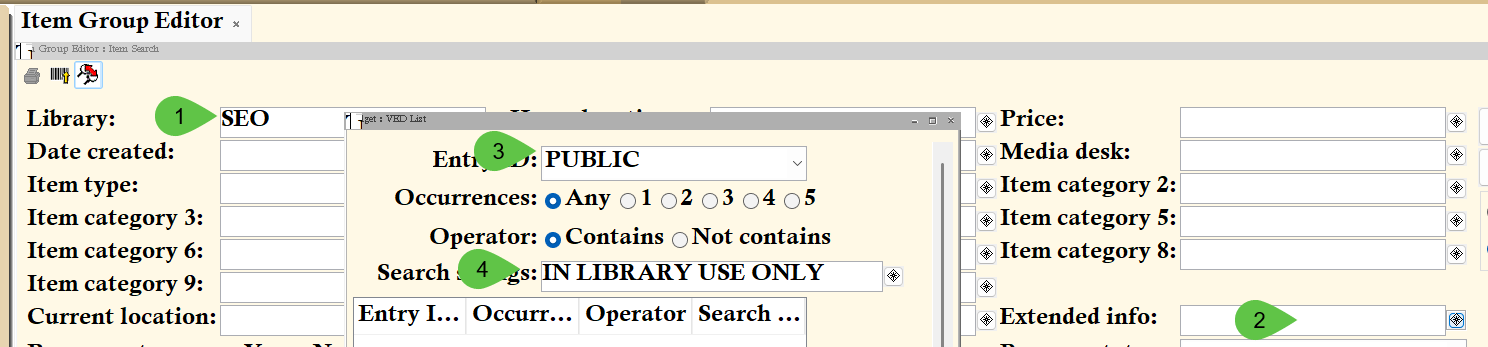 The Extended Info gadget button within the search interface