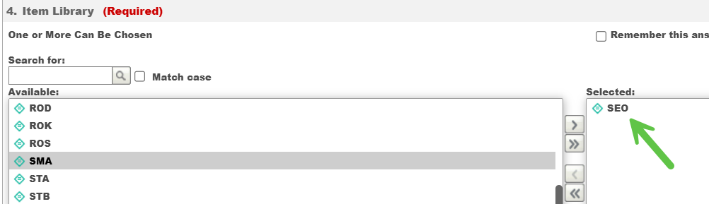 Selecting the library filter