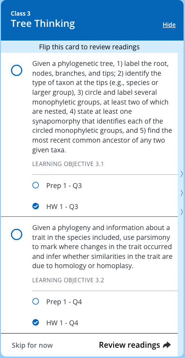A screenshot of an open topic card in Codon Learning’s Study Path. 