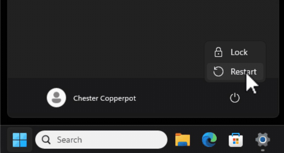 Windows restart button