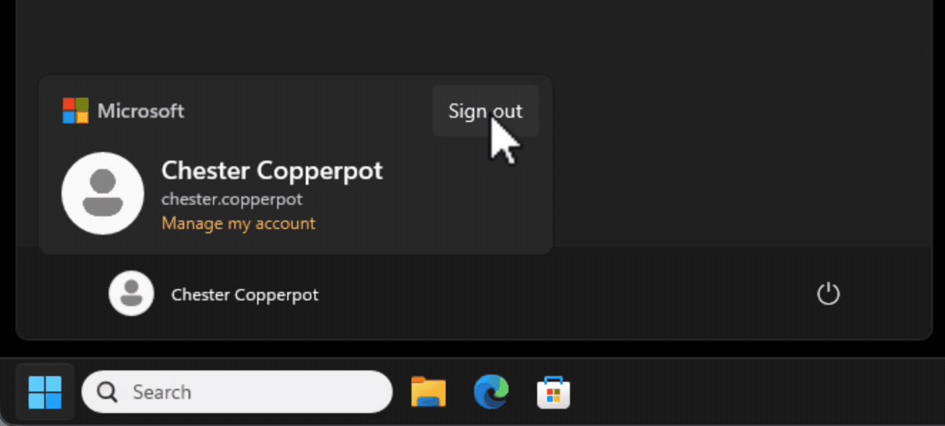 Windows Sign Out button