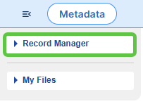 The WorldShare left-hand navigation menu showing the Record Manager tab collapsed